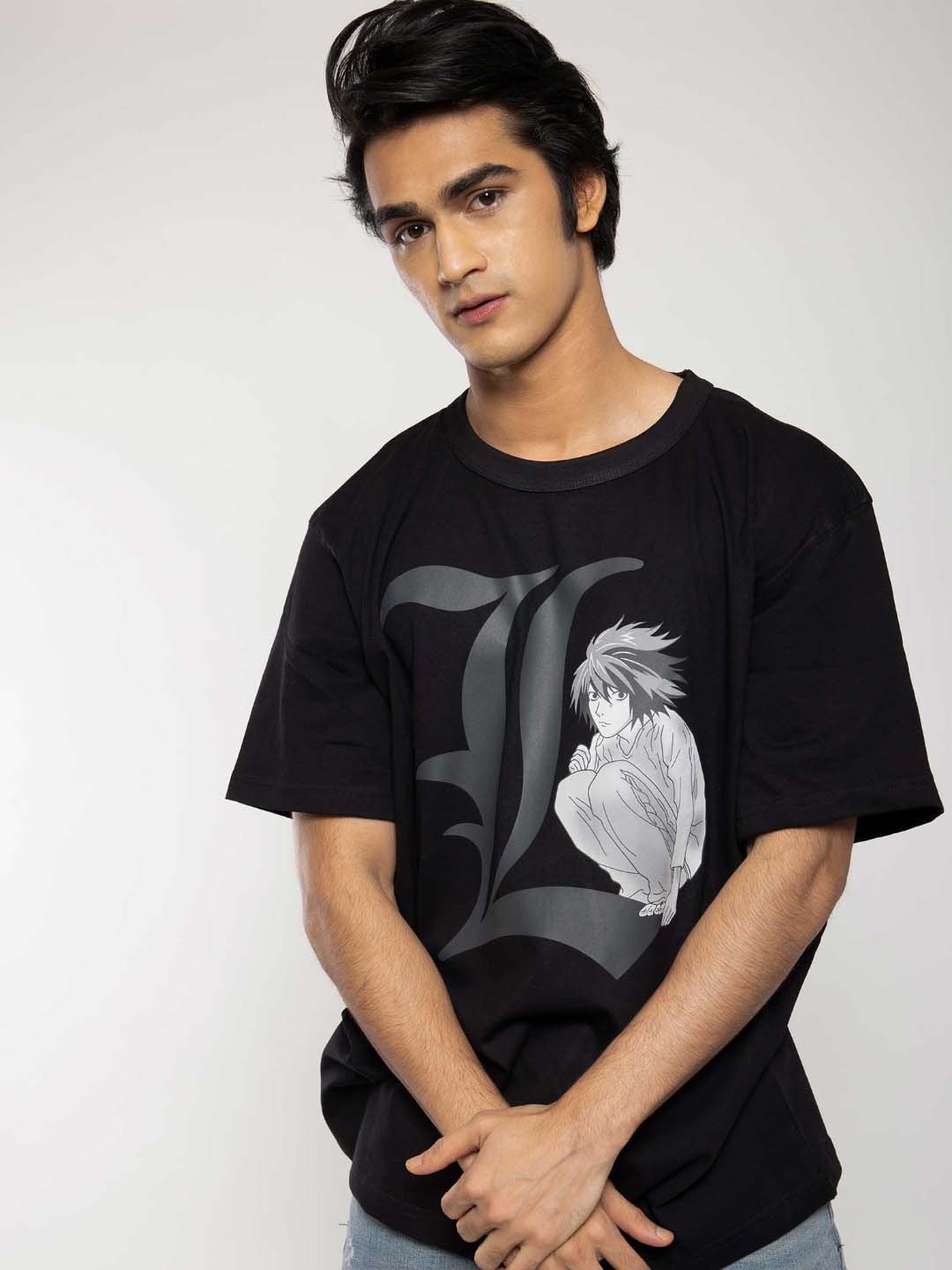 

Bonkers Corner Black Death Note Printed Longline Oversized T-shirt