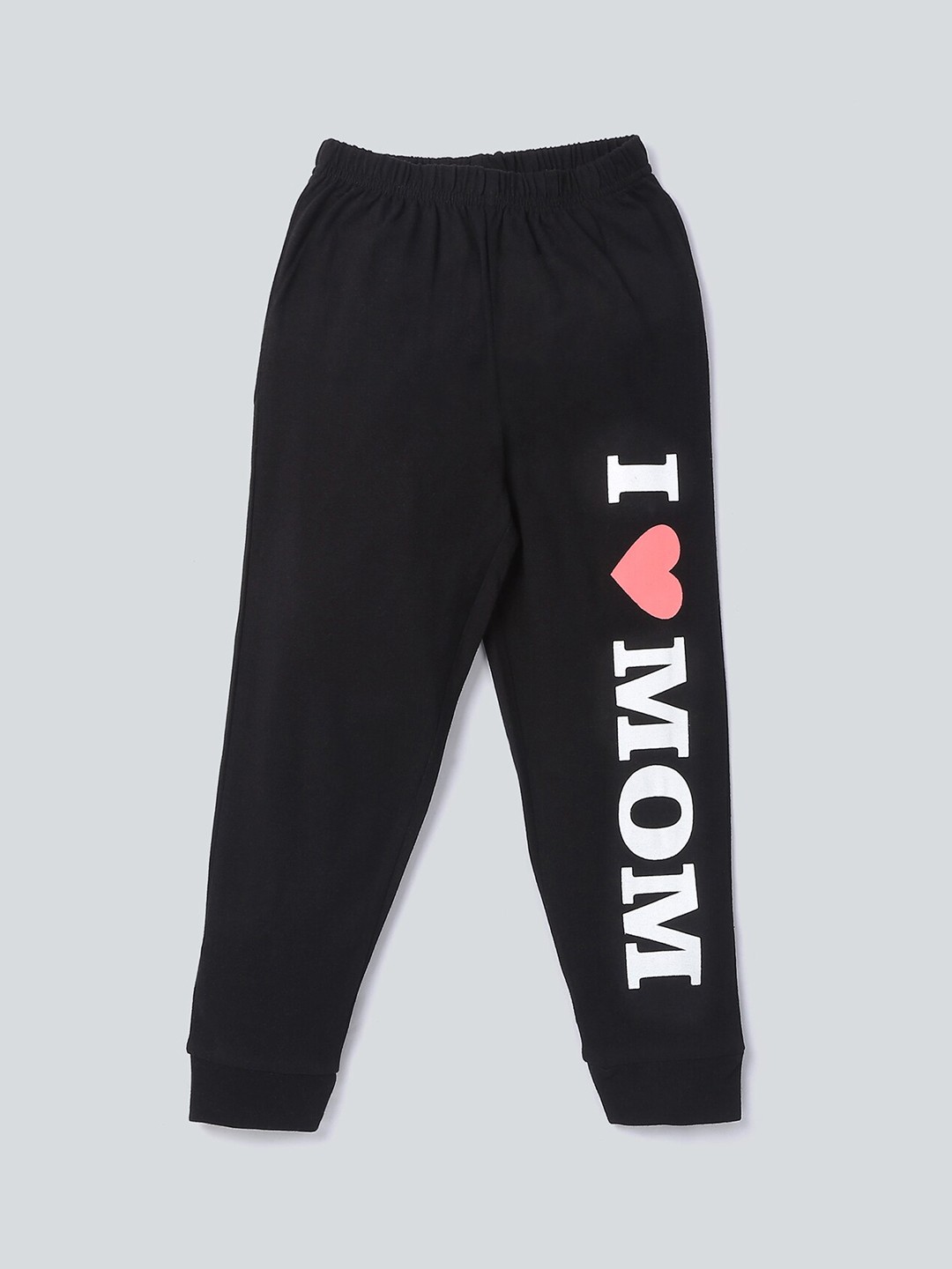 

BE AWARA Kids Typography Printed Cotton Joggers Lounge Pants, Black