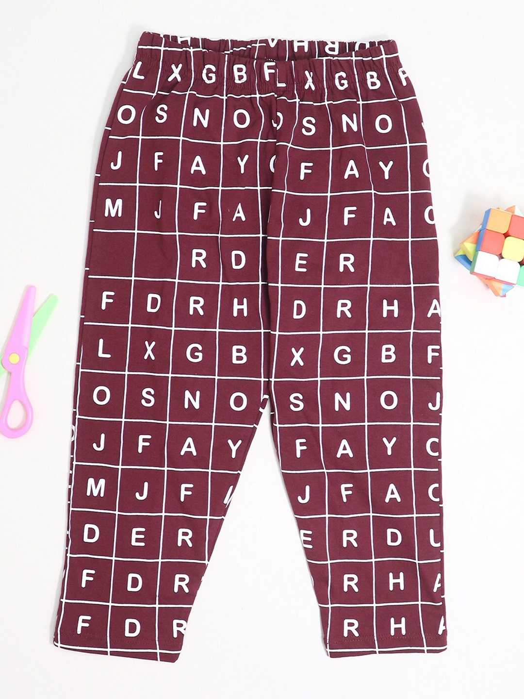 

BE AWARA Kids Typography Printed Soft & Breathable Relaxed-Fit Cotton Track Pants, Maroon