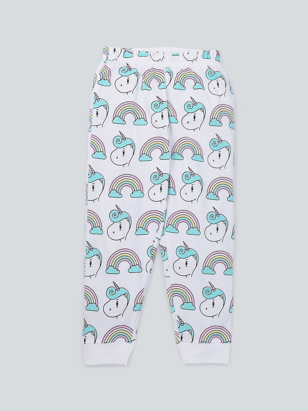 

BE AWARA Kids Unicorn Printed Cotton Lounge Pants, White