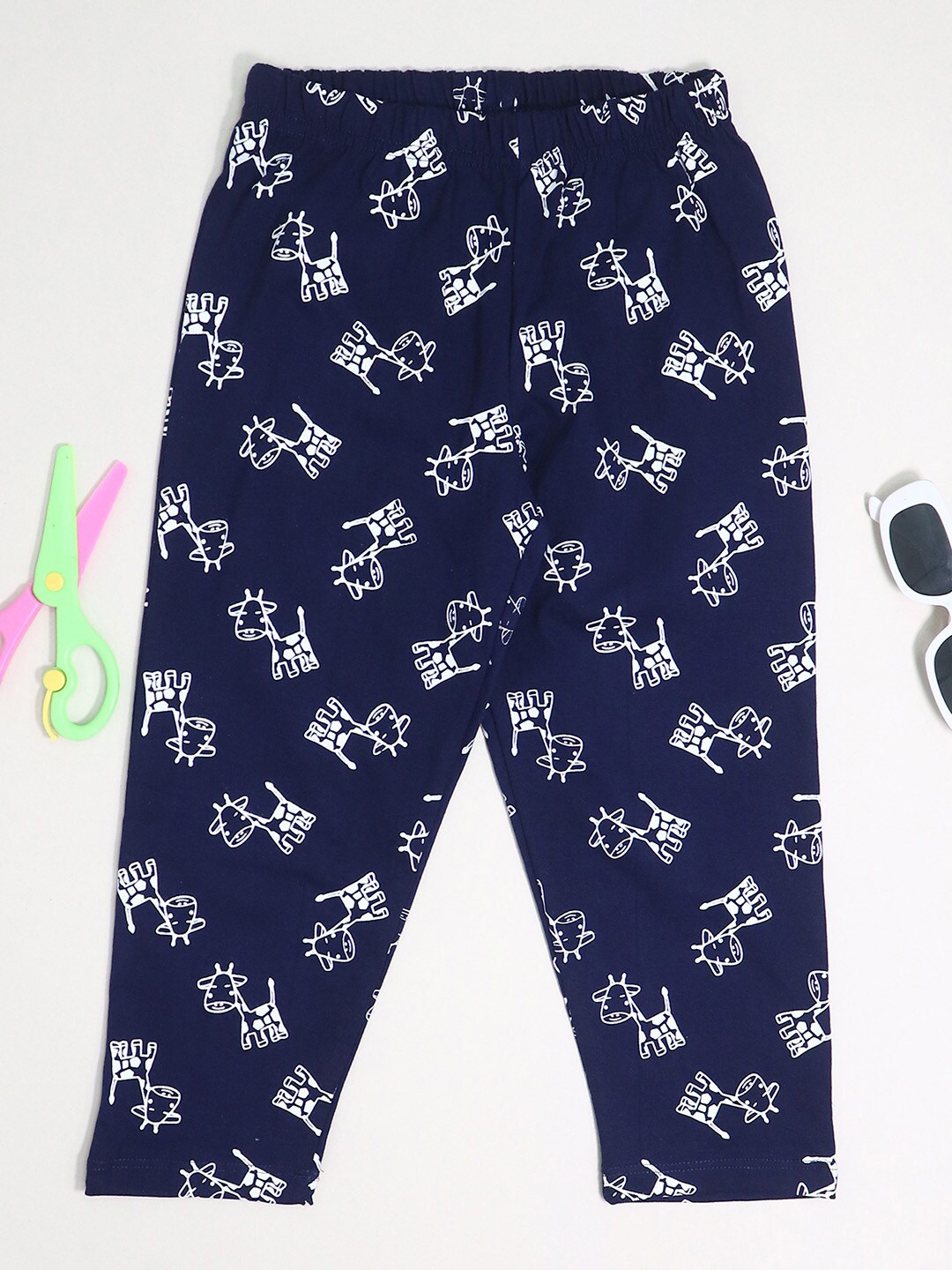 

BE AWARA Kids Printed Cotton Lounge Pants, Navy blue