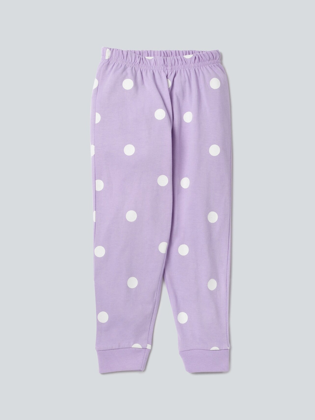 

BE AWARA Kids Polka Dot Printed Cotton Joggers, Lavender