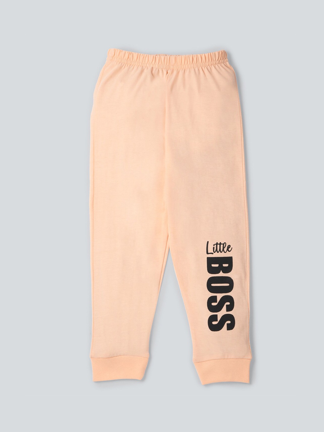 

BE AWARA Kids Little Boss Printed Cotton Lounge Pants, Peach