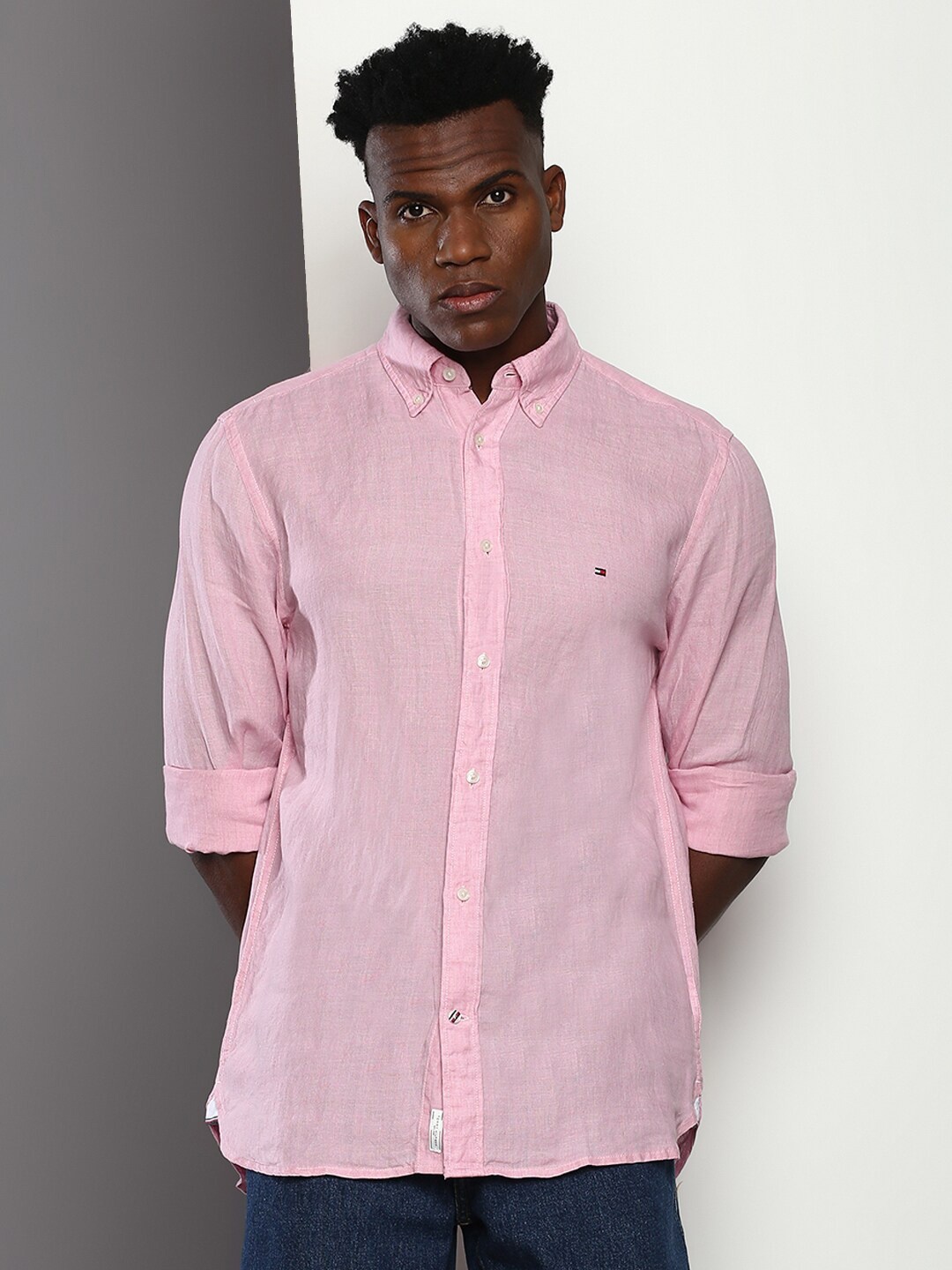 

Tommy Hilfiger Button-Down Collar Pure Linen Casual Shirt, Pink