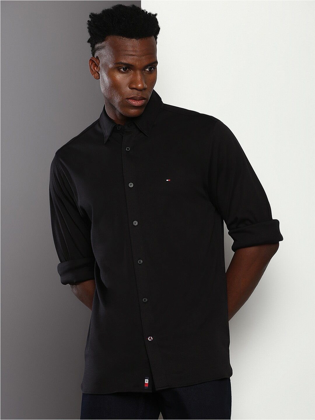 

Tommy Hilfiger Long Sleeves Pure Cotton Casual Shirt, Black