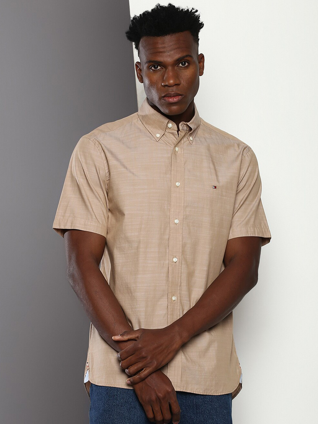

Tommy Hilfiger Short Sleeves Pure Cotton Casual Shirt, Khaki