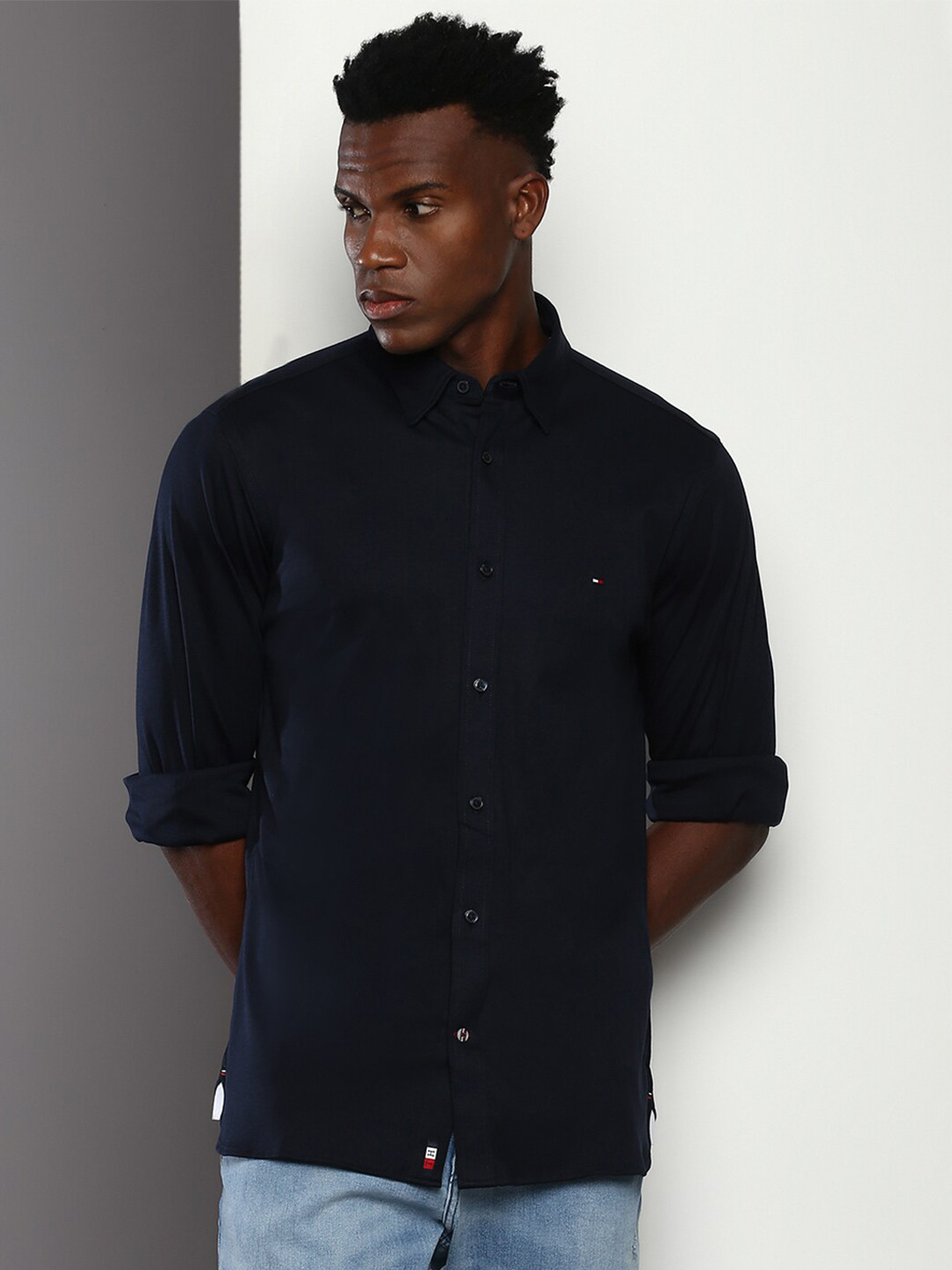 

Tommy Hilfiger Long Sleeves Pure Cotton Casual Shirt, Navy blue