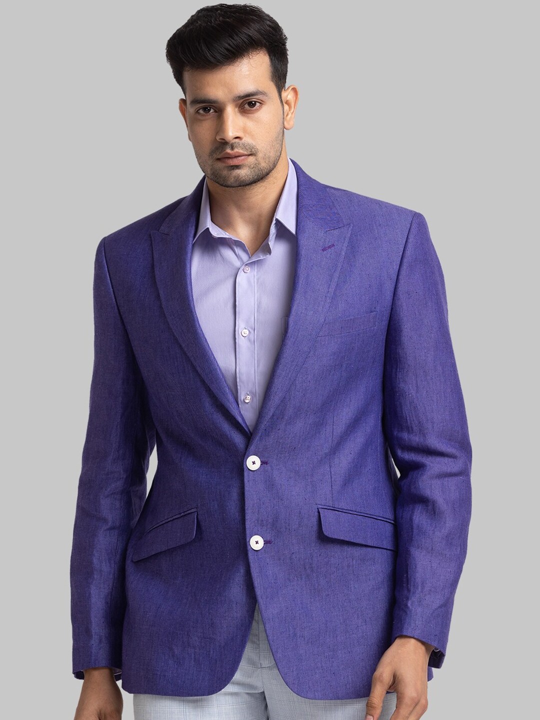

Raymond Contemporary-Fit Single Breasted Twill Linen Cotton Blazer, Violet