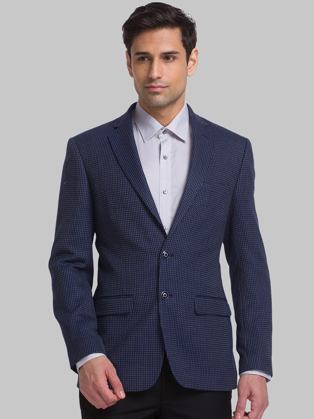 

Raymond Checked Contemporary Fit Single-Breasted Formal Blazer, Blue