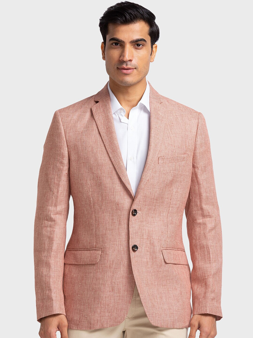 

ColorPlus Pure Linen Contemporary Fit Single Breasted Blazers, Red