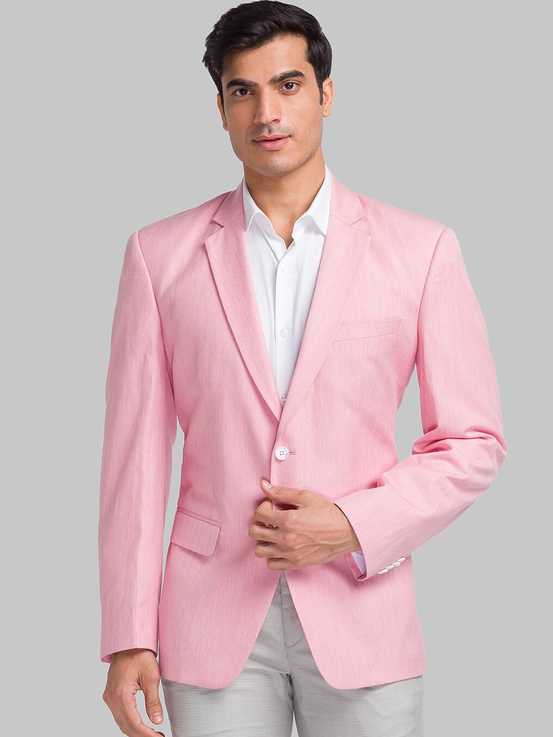 

Park Avenue Singl-Breasted Slim-Fit Satin Formal Blazer, Pink