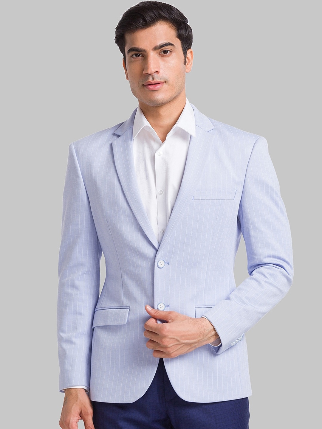 

Park Avenue Striped Active-Fit Single Breasted Blazers, Blue