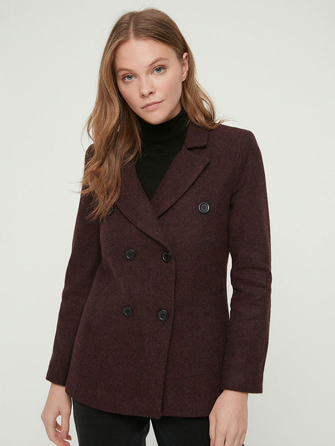 

Trendyol Regular-Fit Double-Breasted Blazer, Coffee brown
