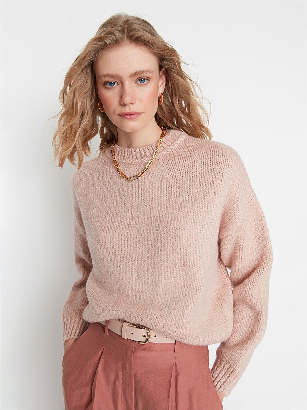 

Trendyol Solid Extended Sleeves Pull Over Sweater, Nude