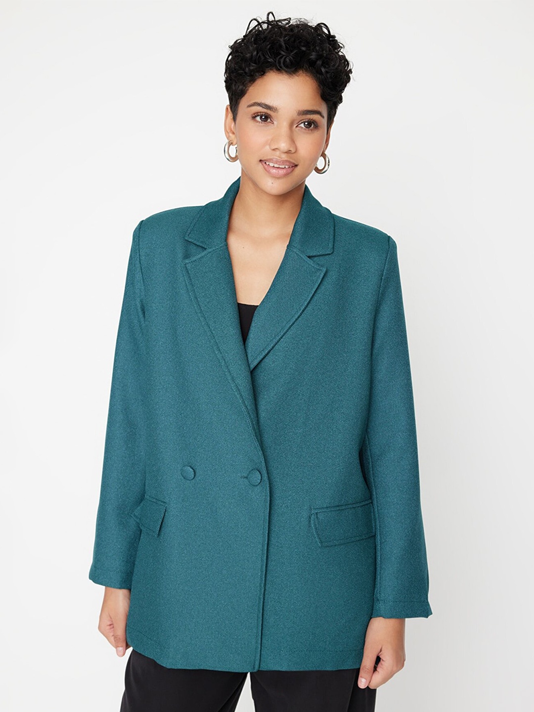 

Trendyol Notched Lapel Formal Blazer, Teal