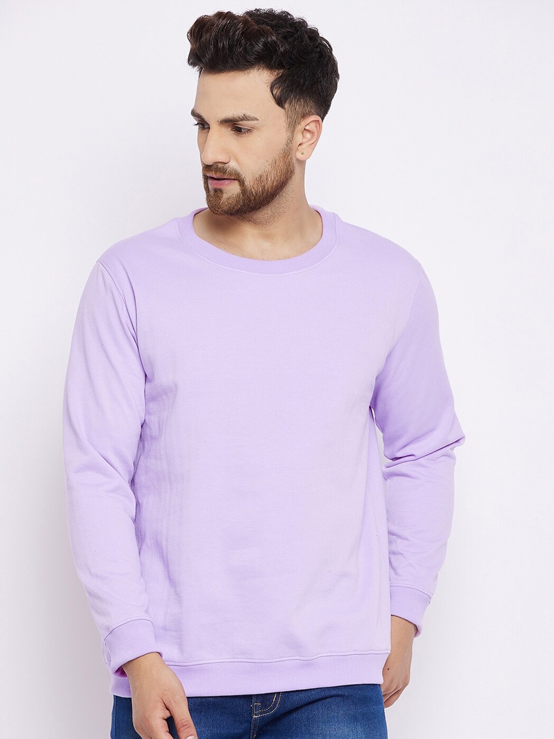 

FRENCH FLEXIOUS Round Neck Cotton Sweatshirt, Purple