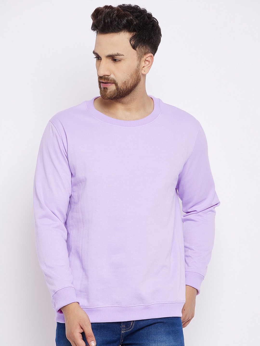 

FRENCH FLEXIOUS Round Neck Cotton Sweatshirt, Purple