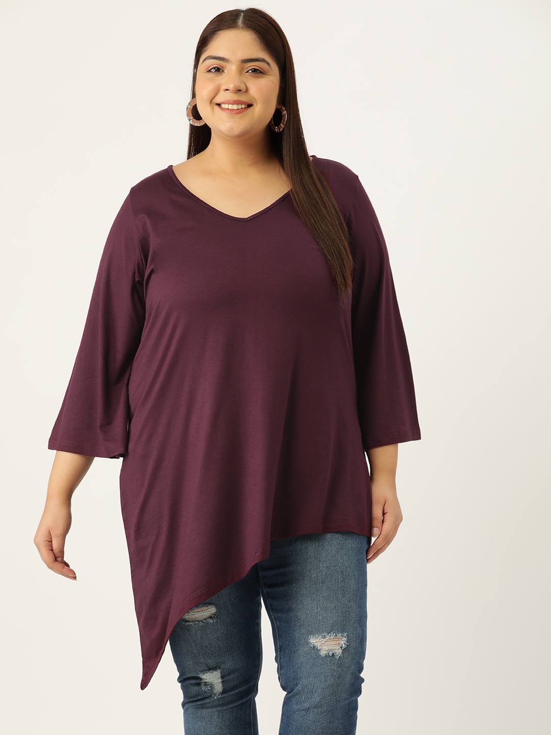 

theRebelinme Plus Size A-Line Longline Top, Purple