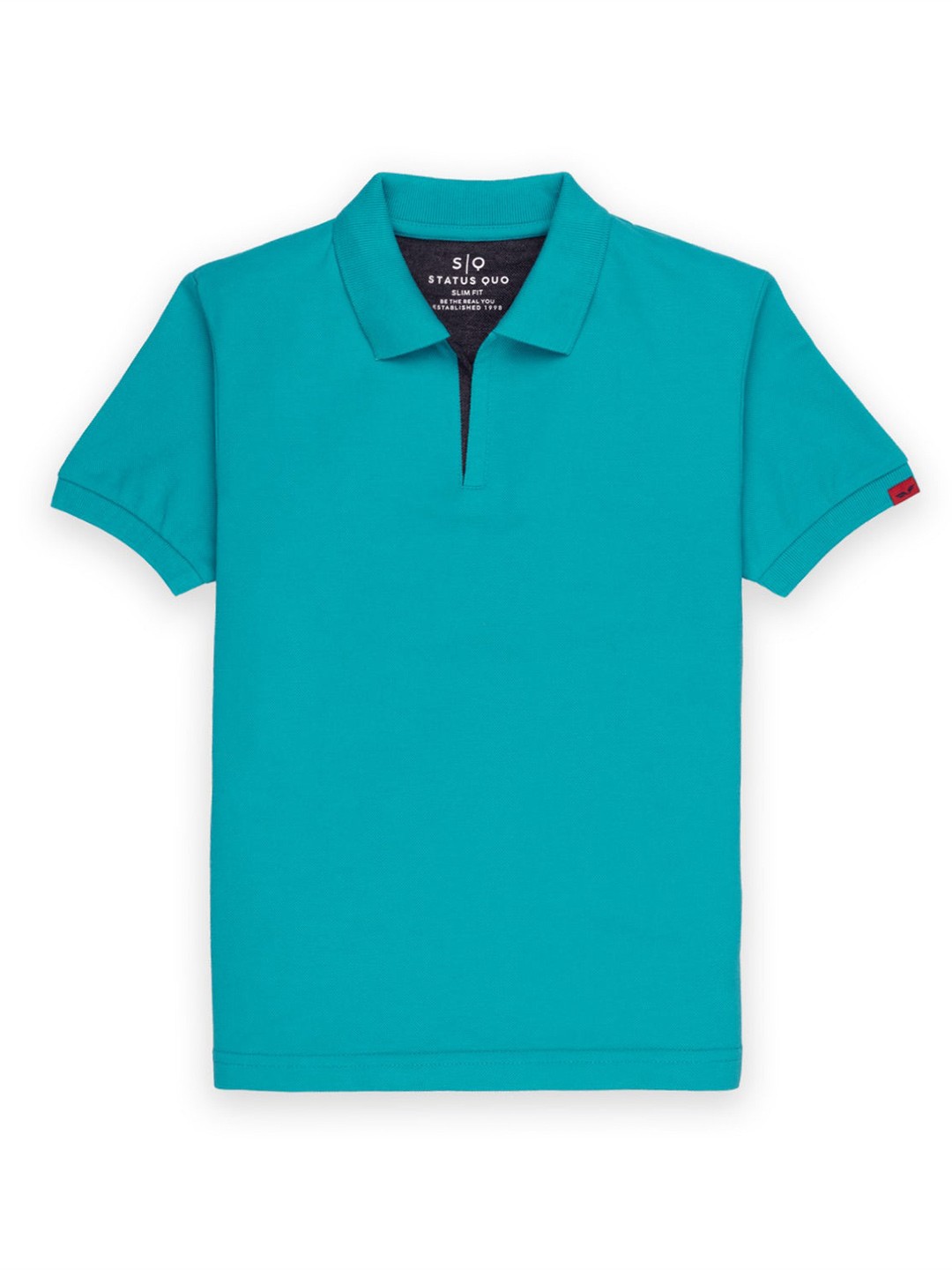 

Status Quo Boys Polo Collar Short Sleeves Pure Cotton Slim Fit T-shirt, Blue