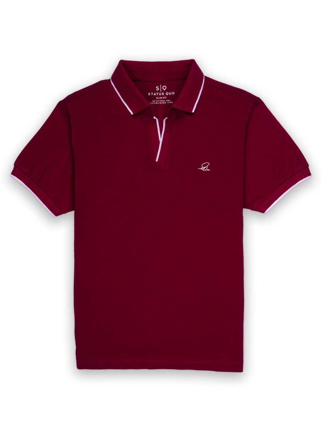 

Status Quo Boys Polo Collar Short Sleeves Pure Cotton Slim Fit T-shirt, Maroon