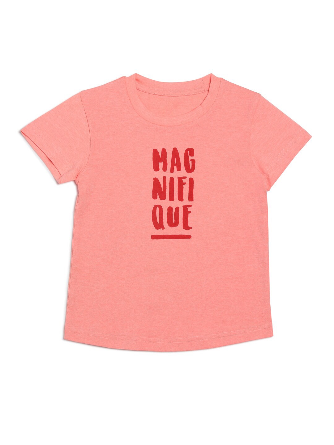 

DOOR74 Boys Typography Printed Cotton T-shirt, Coral