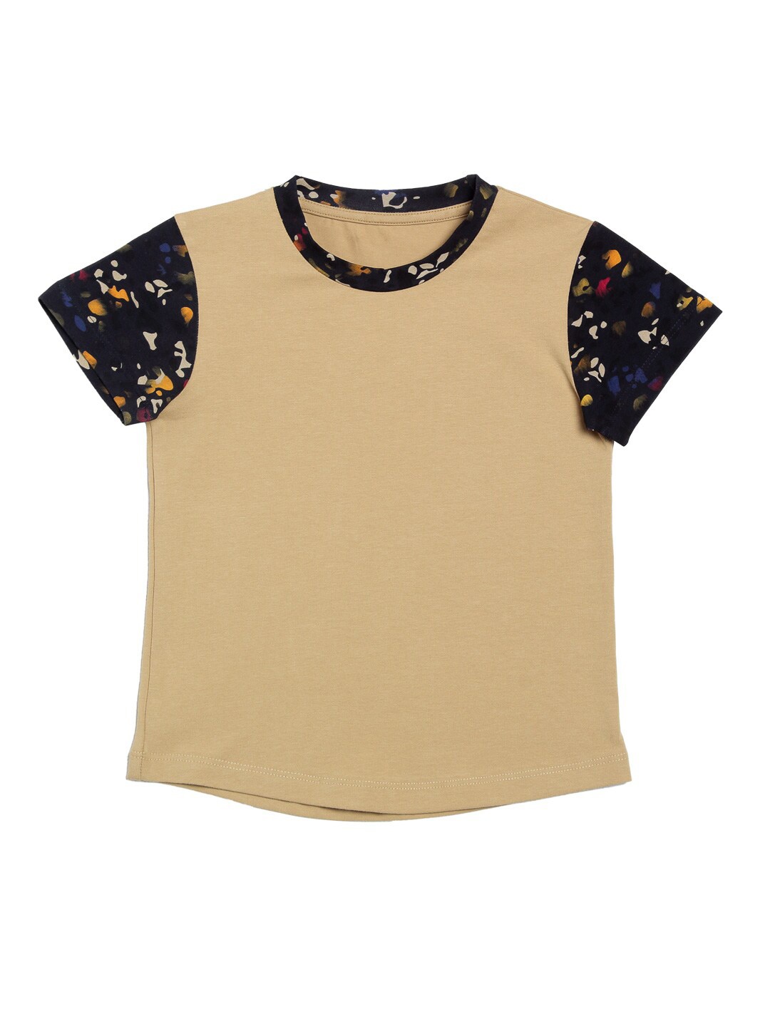 

DOOR74 Boys Colourblocked Cotton T-shirt, Brown