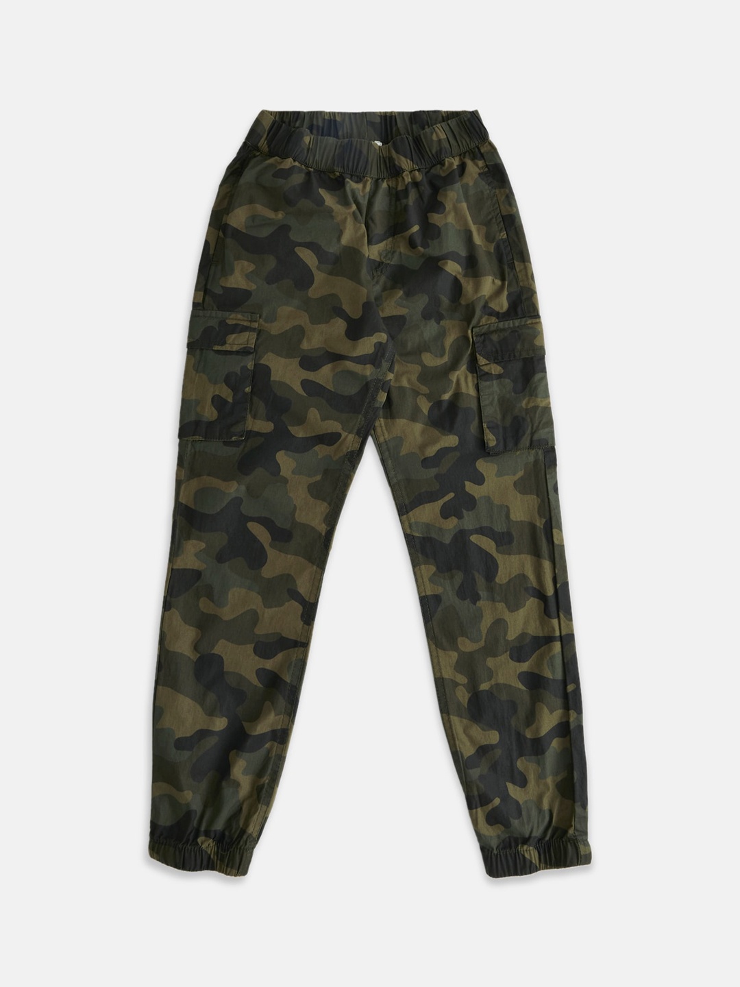 

Pantaloons Junior Boys Camouflage Printed Cargos Trousers, Olive