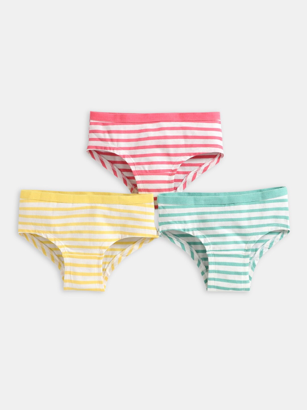 

Hopscotch Girls Pack of 3 Striped Cotton Basic Briefs, Yellow