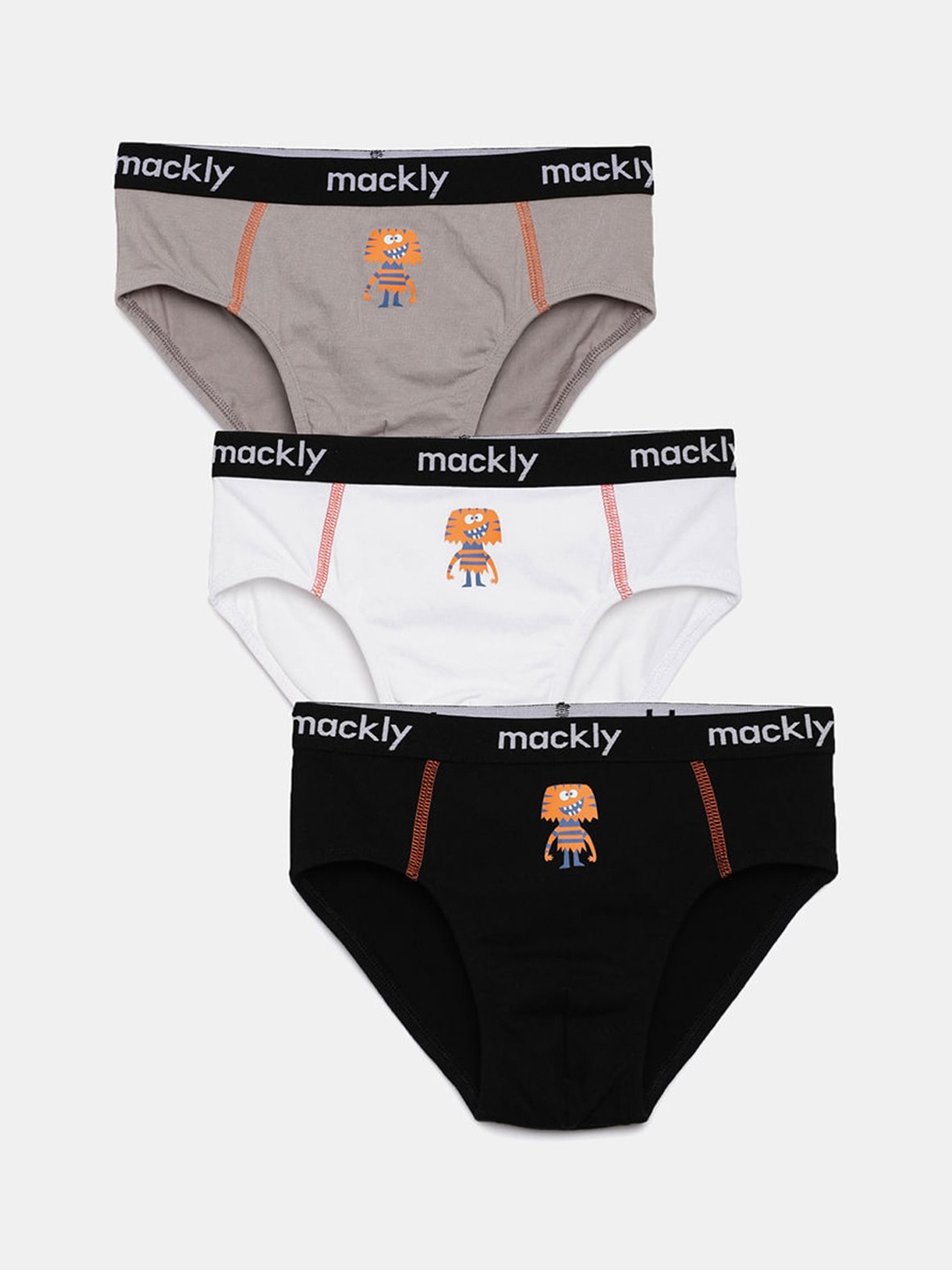 

Hopscotch Boys Pack Of 3 Brand Logo Printed Basic Briefs, Black