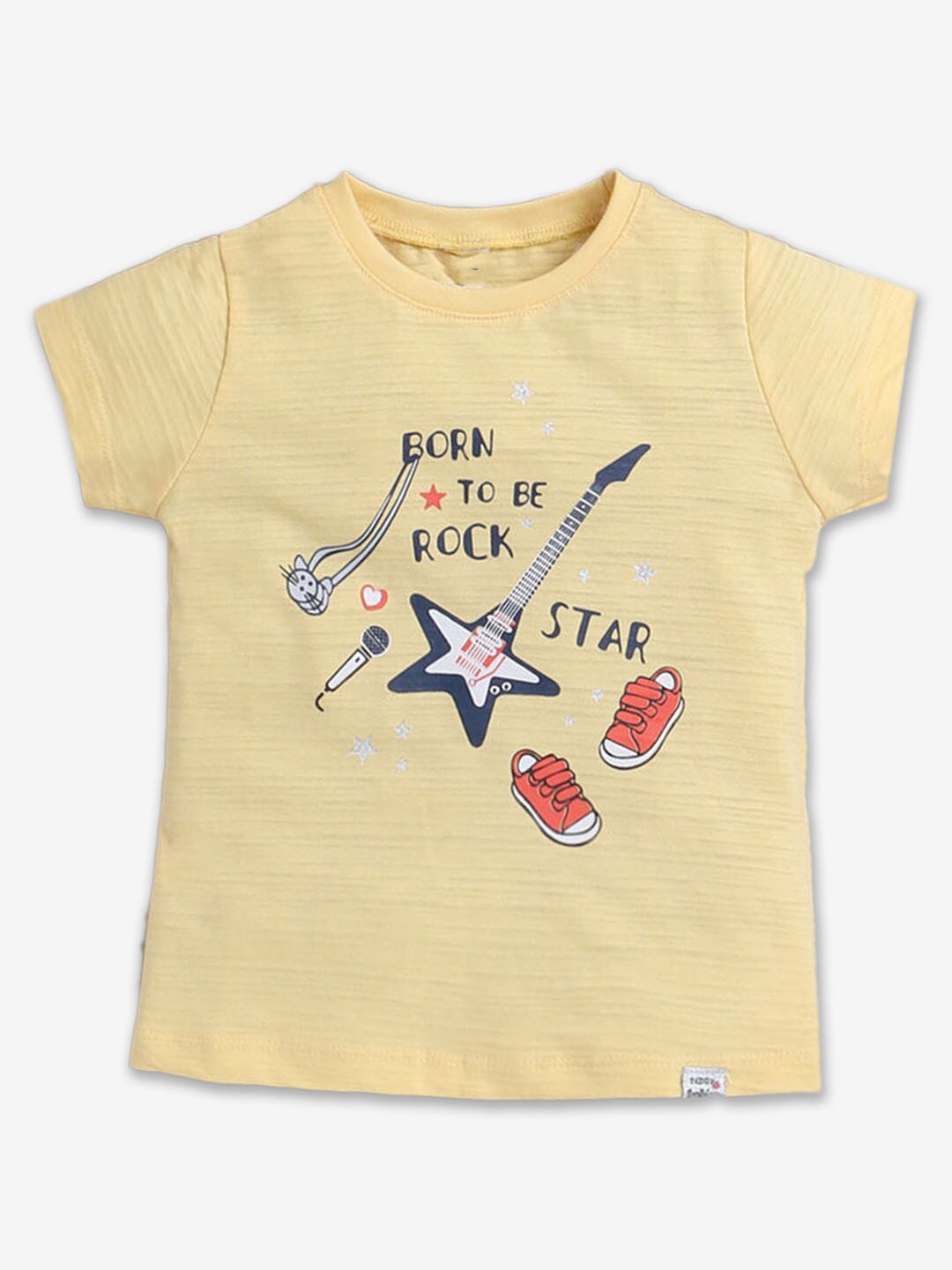 

Hopscotch Girls Graphic Printed Knitted Cotton T-Shirt, Yellow