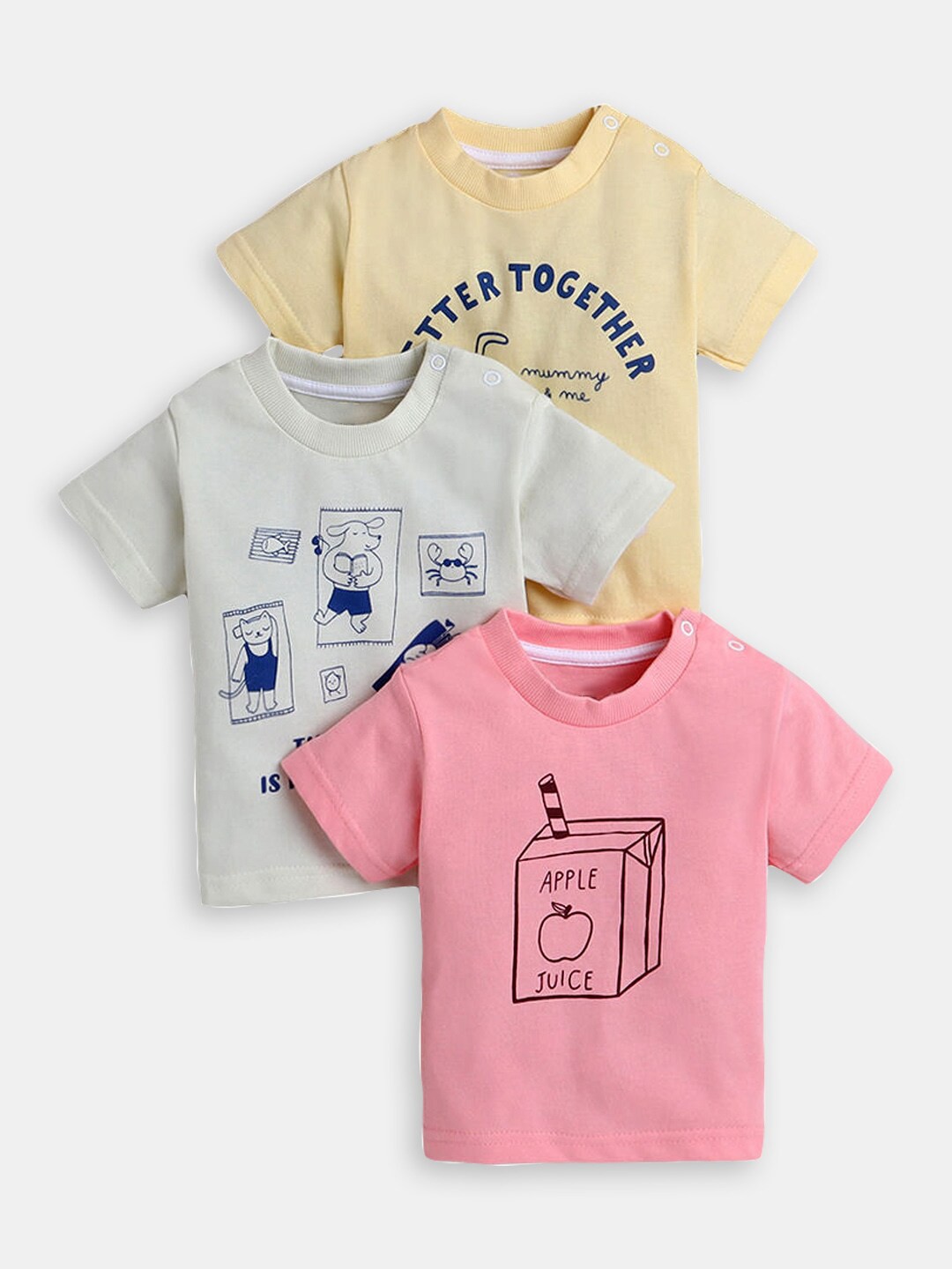 

Hopscotch Boys Multicoloured Typography 3 Printed Applique T-shirt, Multi