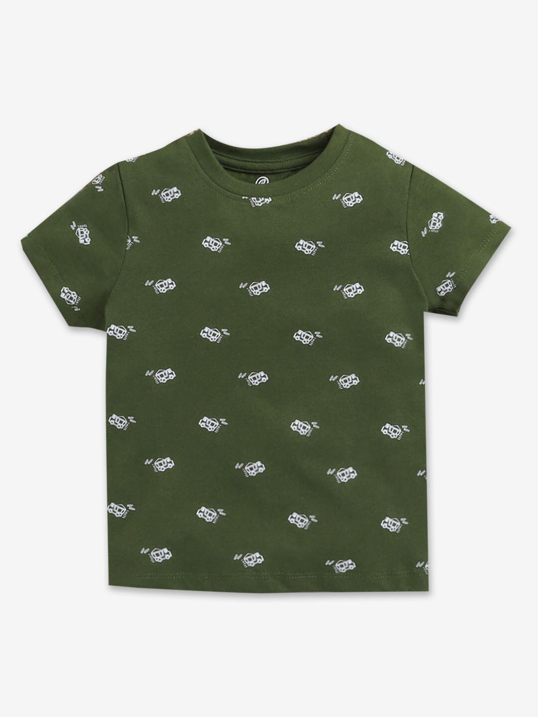 

Hopscotch Boys Conversational printed Round Neck Cotton T-shirt, Green