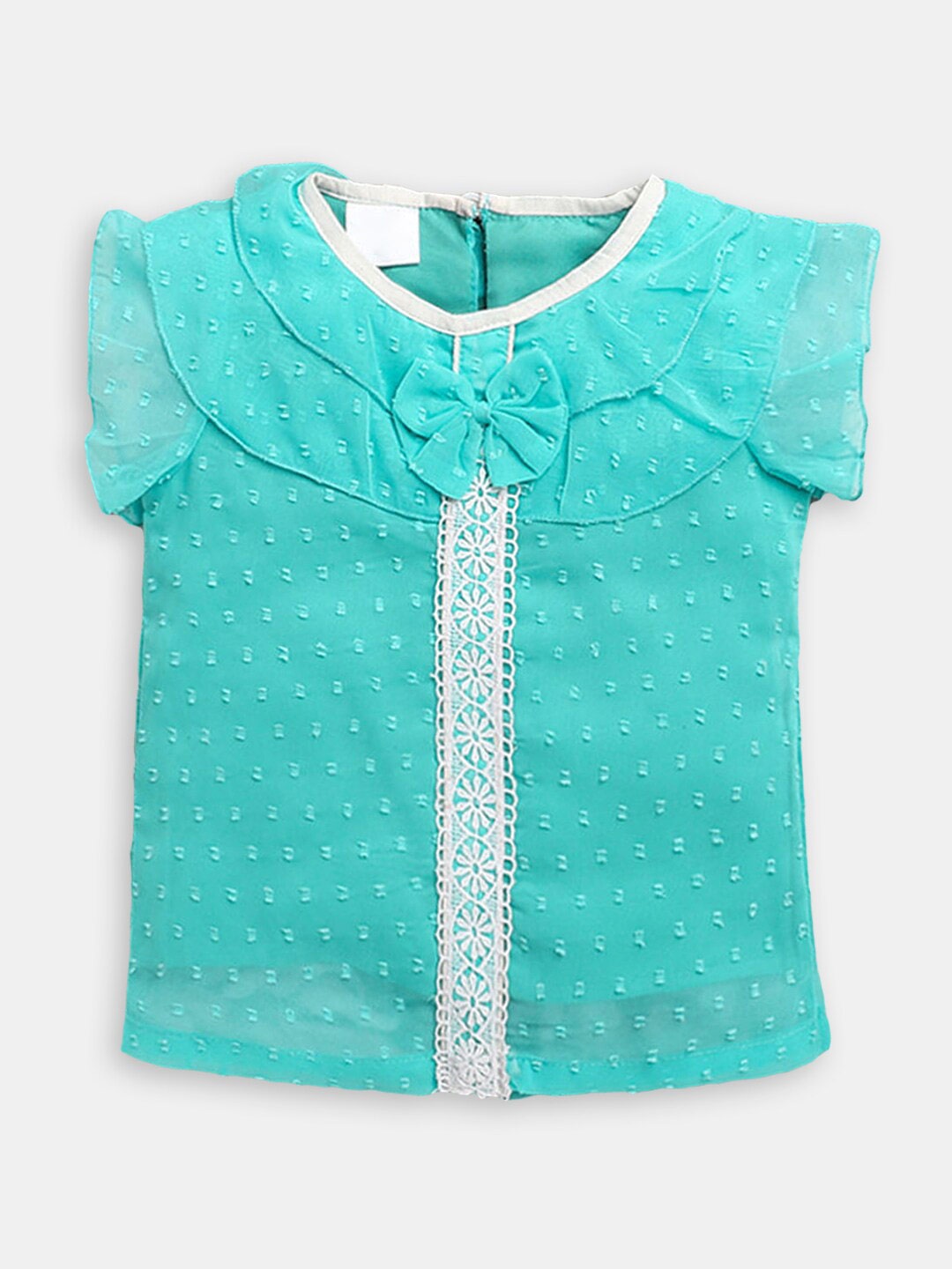 

Hopscotch Girls Self designed Round Neck Top, Green