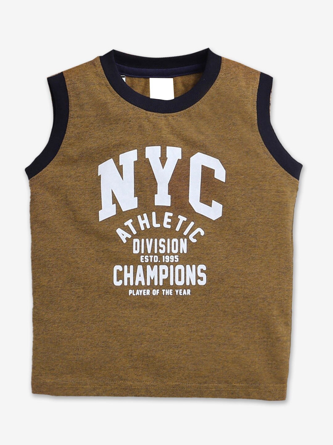 

Hopscotch Boys Typography Printed Cotton T-Shirt, Beige