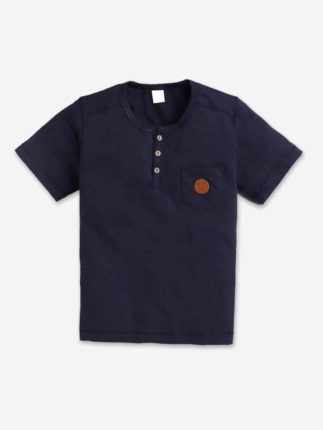 

Hopscotch Boys Henley Neck Cotton T-shirt, Navy blue