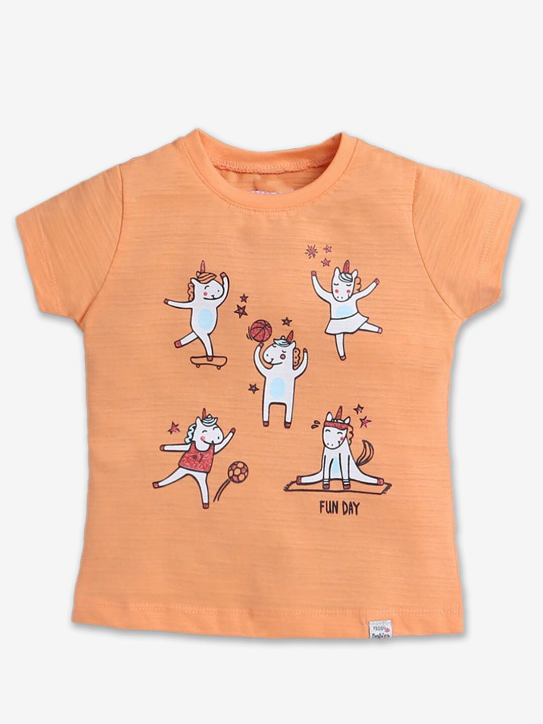 

Hopscotch Infant Girls Graphic Printed Cotton T-shirt, Orange