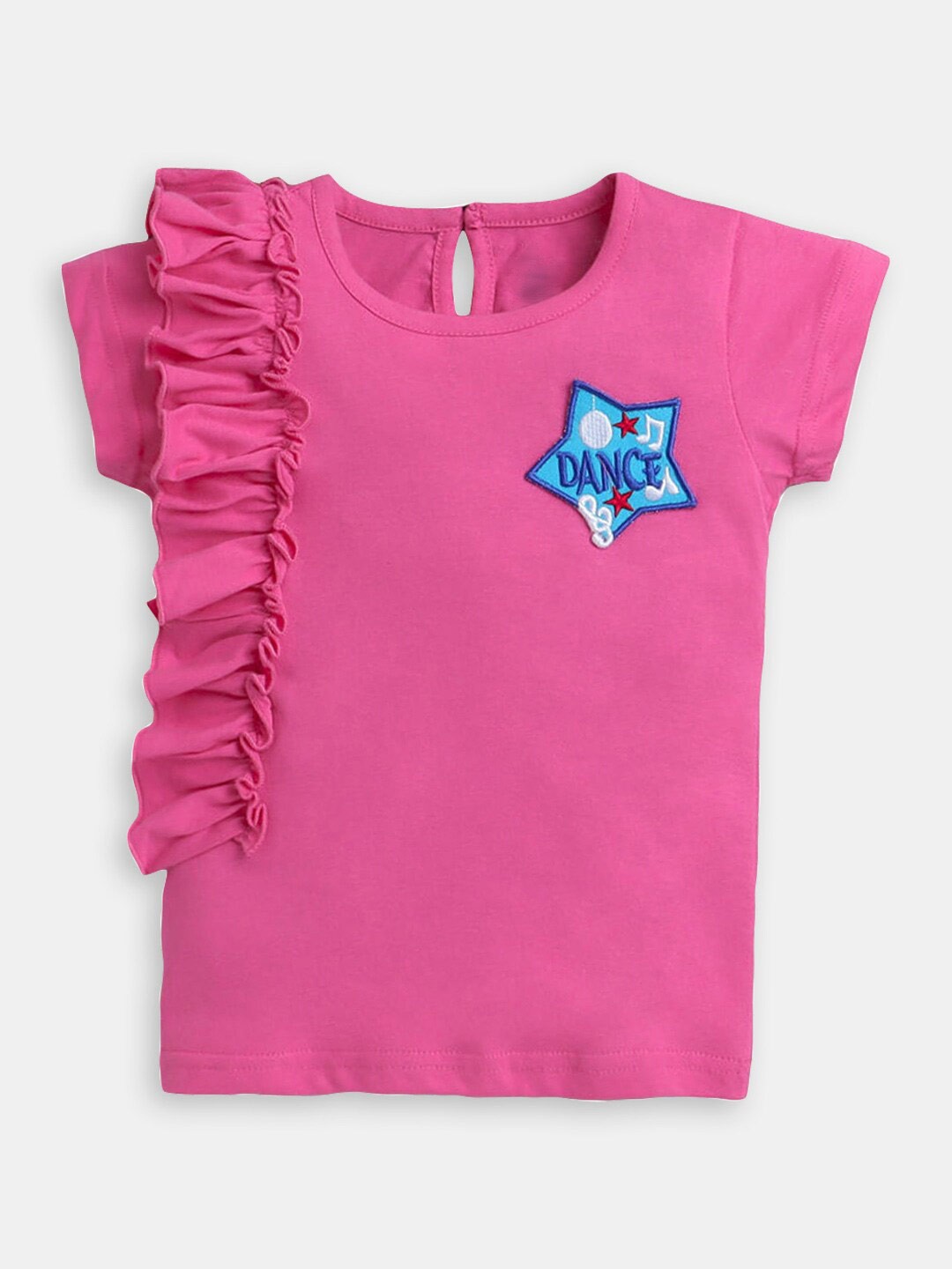 

Hopscotch Girls Cotton Ruffeld T-Shirt, Pink
