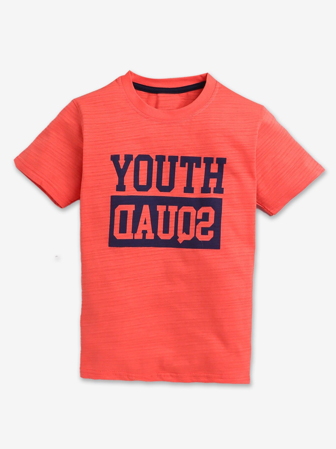 

Hopscotch Boys Typography Printed Cotton T-shirt, Orange