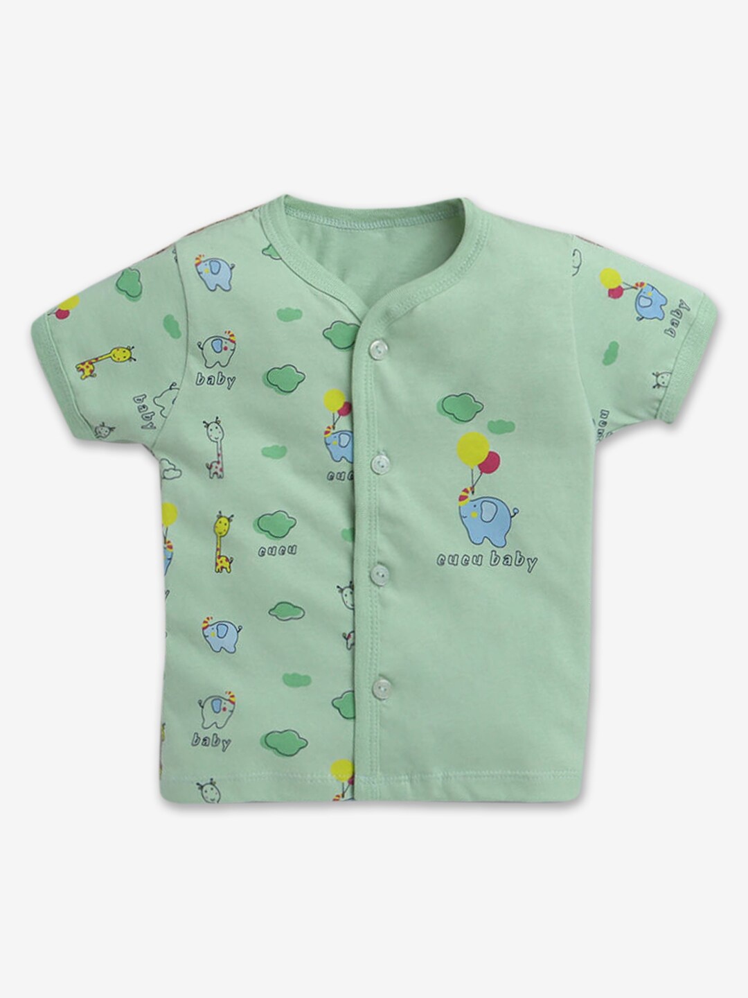 

Hopscotch Infants Graphic Printed V-Neck Open Front T-shirt, Green
