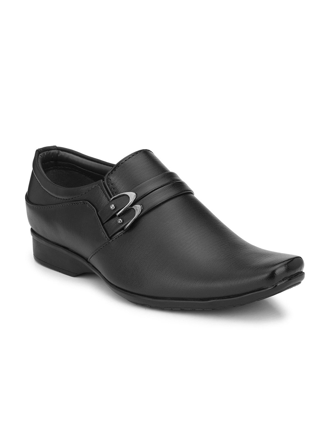 

Killer Men Square-Toe Buckle Detailed Slip-On Formal Shoes, Black