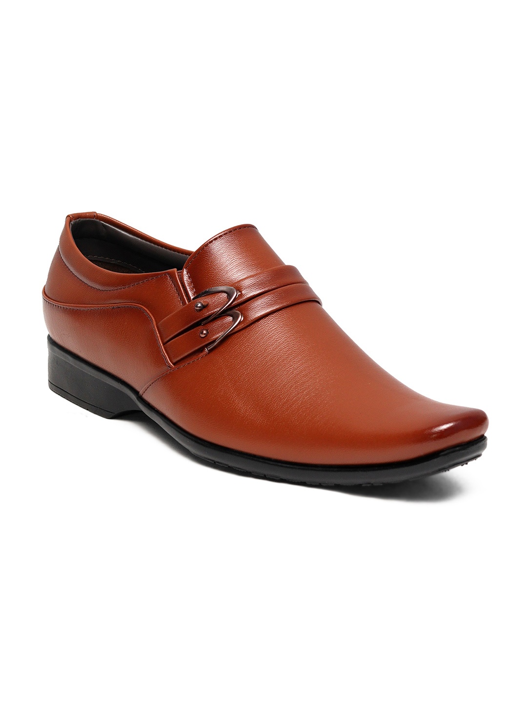 

Killer Men Square-Toe Buckle Detailed Slip-On Formal Shoes, Tan