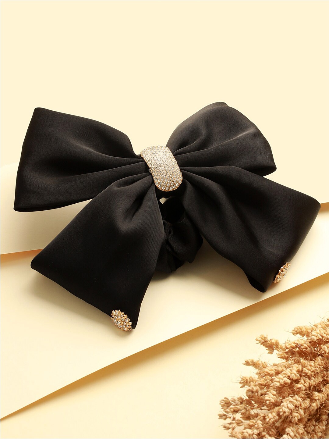 

Jazz and Sizzle Women CZ Studded Embellished Ponytail Holders, Black
