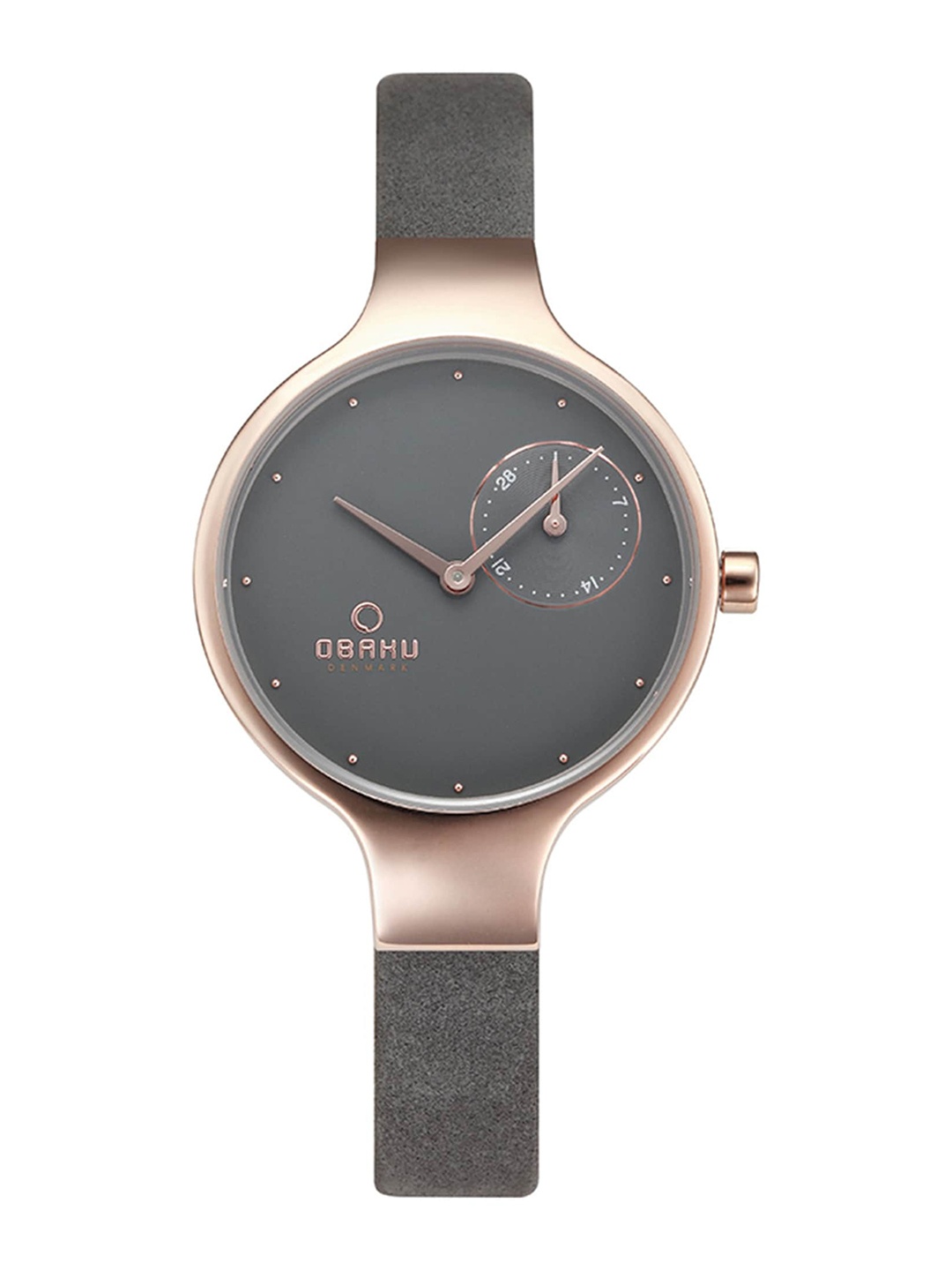 

Obaku Women Round Dial & Grey Leather Straps Analogue Watch V201LDVJRJ