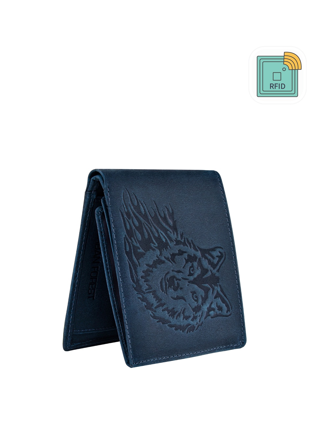 

URBAN FOREST Men Animal Printed Leather Two Fold Wallet, Blue