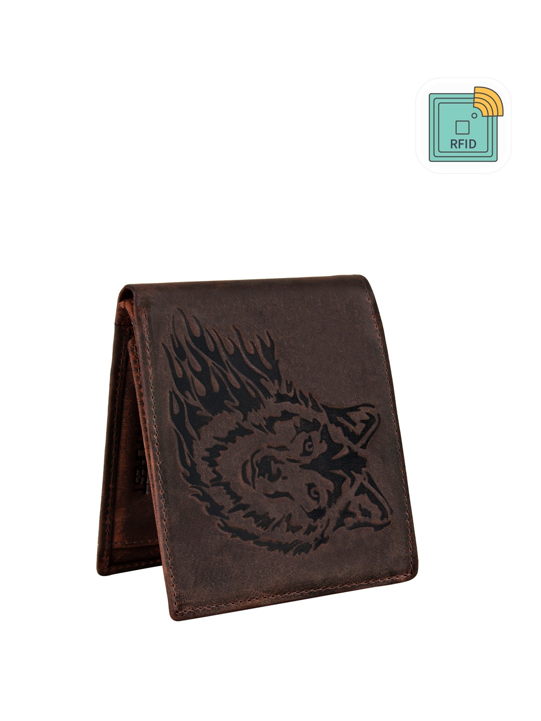 

URBAN FOREST Men Textured Leather Two Fold Wallet, Brown