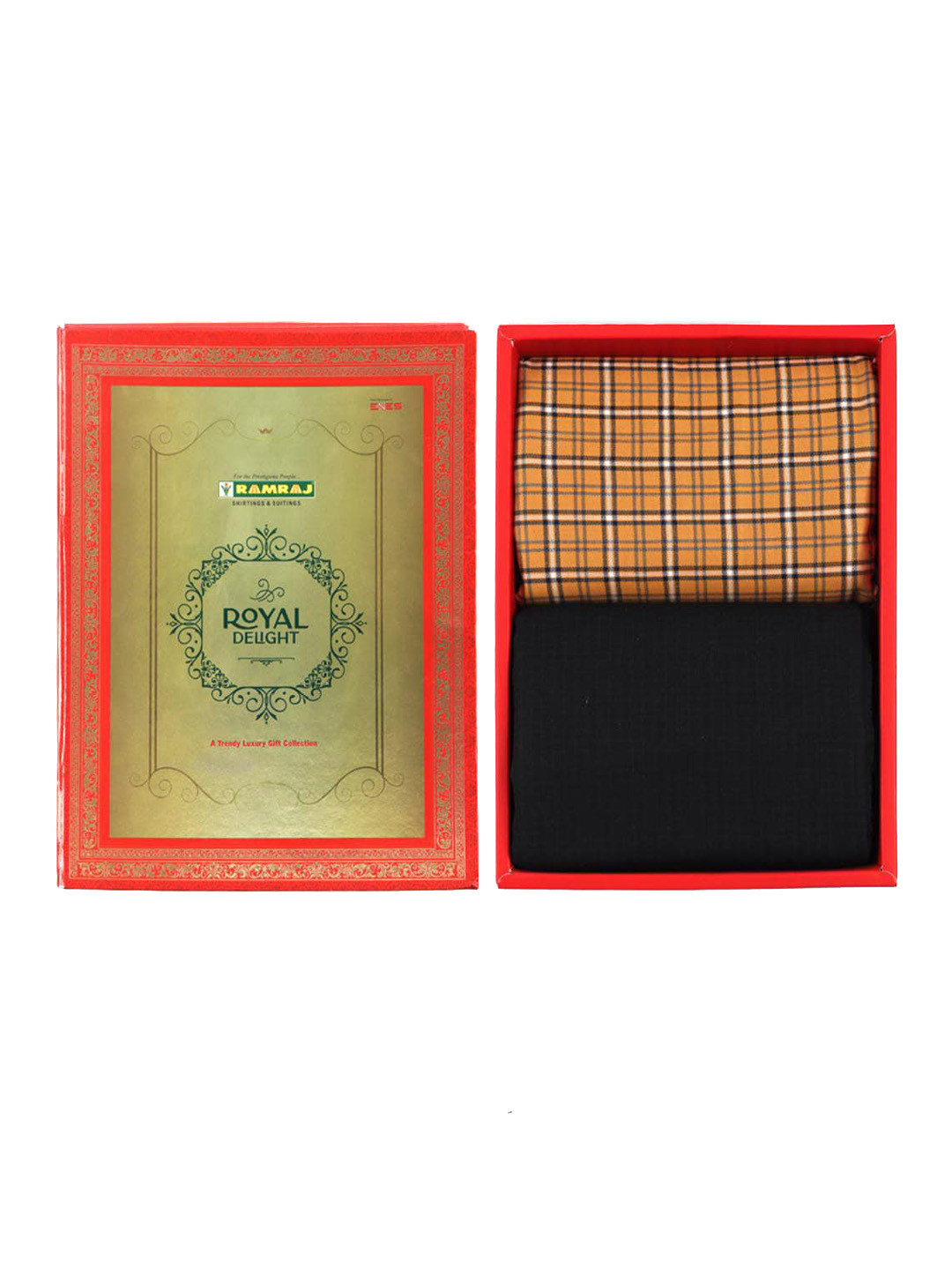

Ramraj Men Checked Unstitched Shirt & Trouser Clothing Fabric, Orange