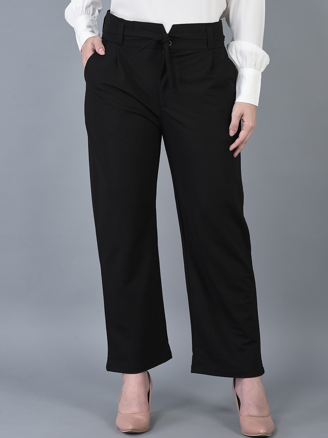 

CANOE Women Smart High-Rise Pleated Trousers, Black