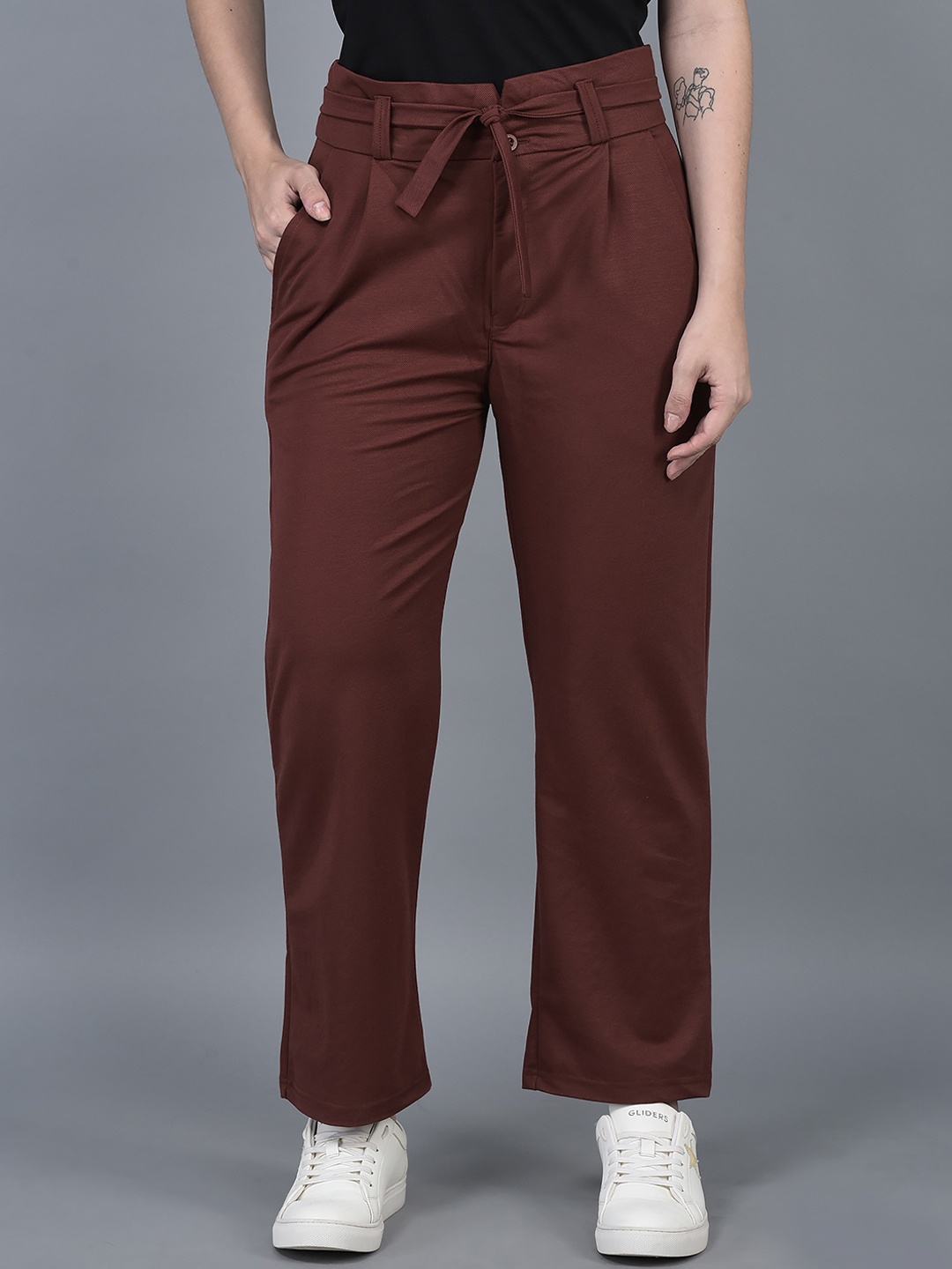 

CANOE Women Smart High-Rise Pleated Trousers, Rust