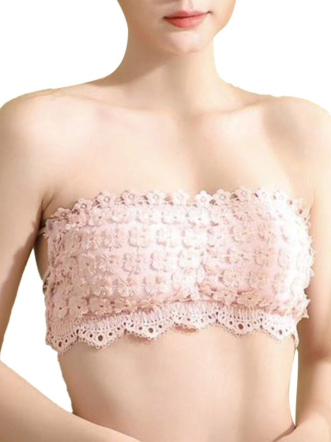 

Krelin Floral Self Design Lightly Padded All Day Comfort Medium Coverage Bralette Bra, Pink