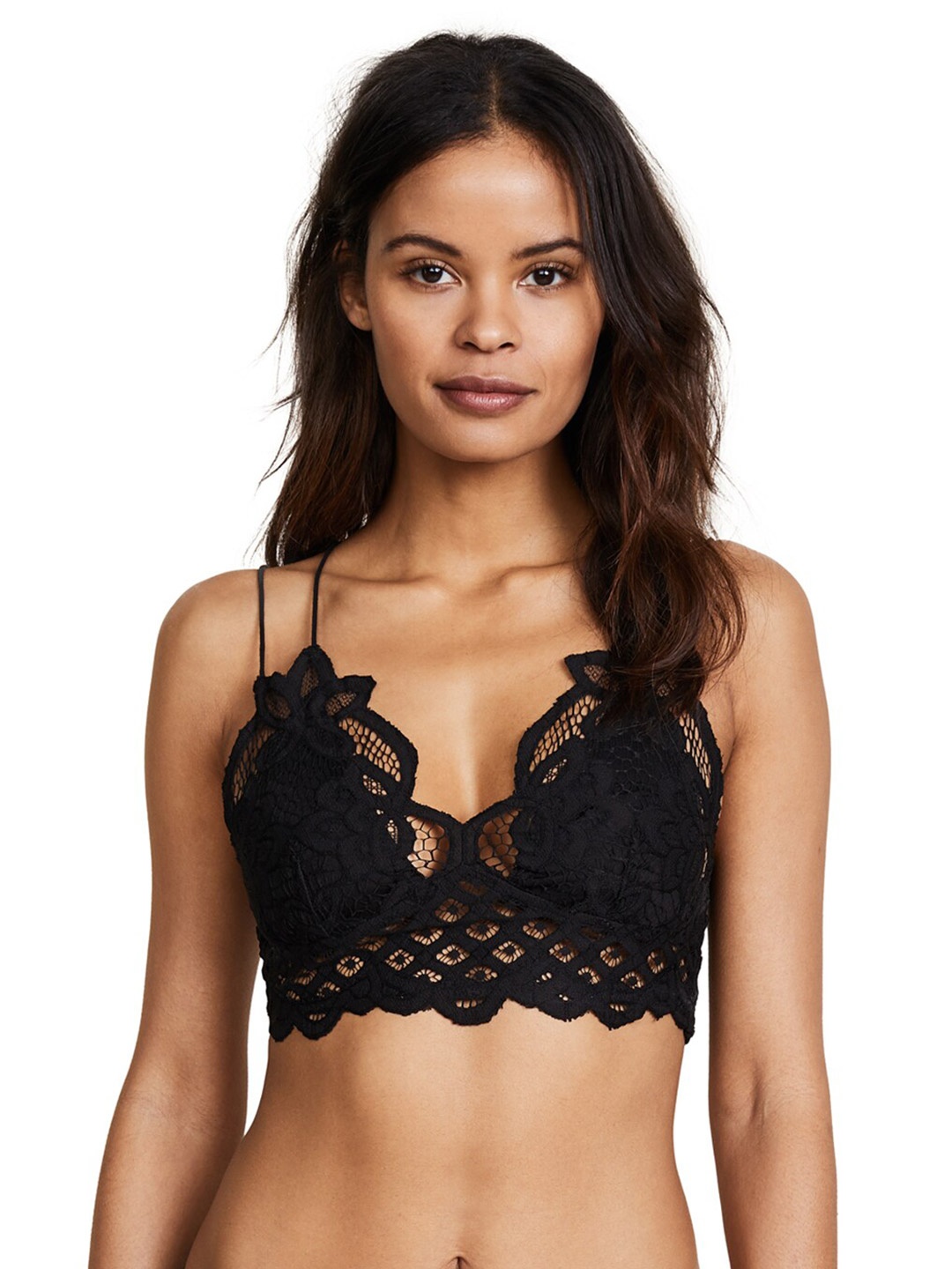 

Krelin Floral Bralette Medium Coverage Lightly Padded Bra, Black